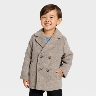 Toddler Boys' Faux Wool Pea Coat - Cat & Jack™ Gray 4T | Target