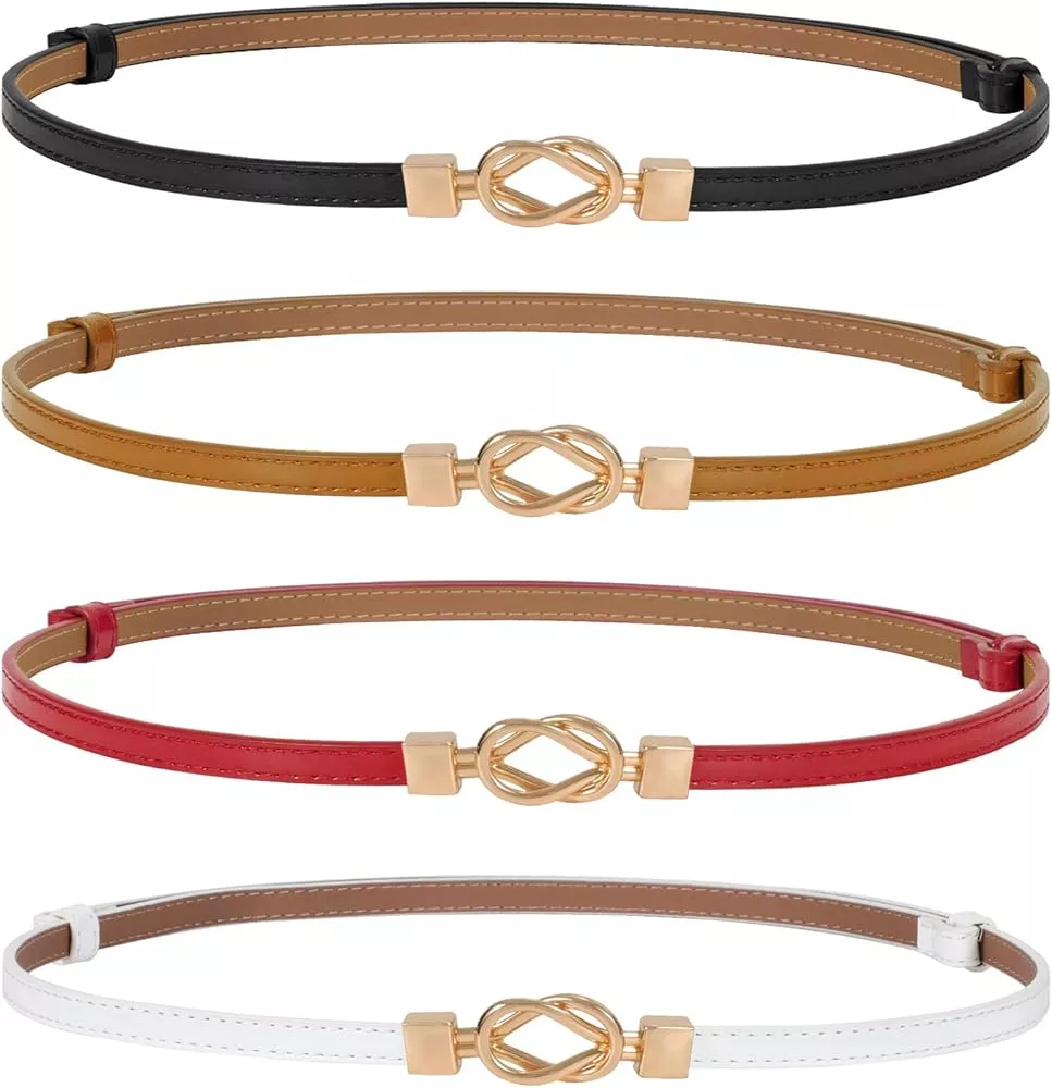 Whippy Set of 4 Women's Skinny Leather Belt