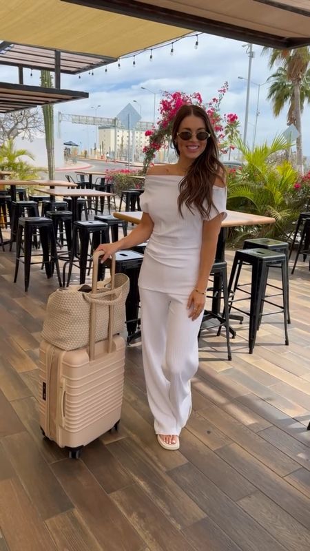 Travel outfit for my bachelorette 

White set 
Luggage 
Suitcase 
Bride
Travel essentials 

#LTKtravel #LTKwedding #LTKstyletip