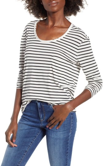 Women's Bp. Raw Edge Scoop Neck Tee, Size X-Large - Beige | Nordstrom