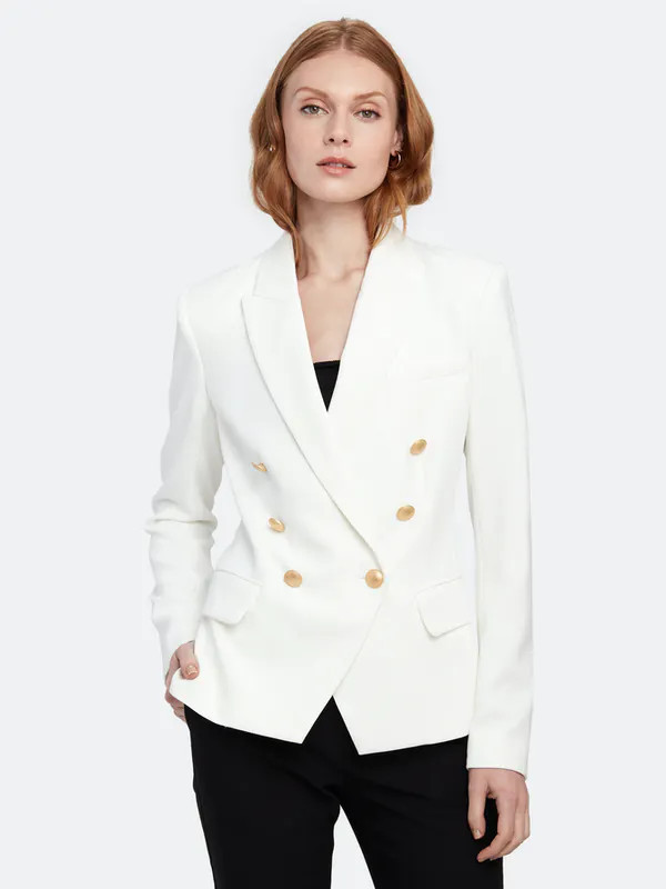 Lagence Kenzie Double Breasted Blazer - White - 4 | Verishop