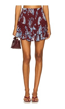 HEMANT AND NANDITA Mini Skirt in Merlot from Revolve.com | Revolve Clothing (Global)