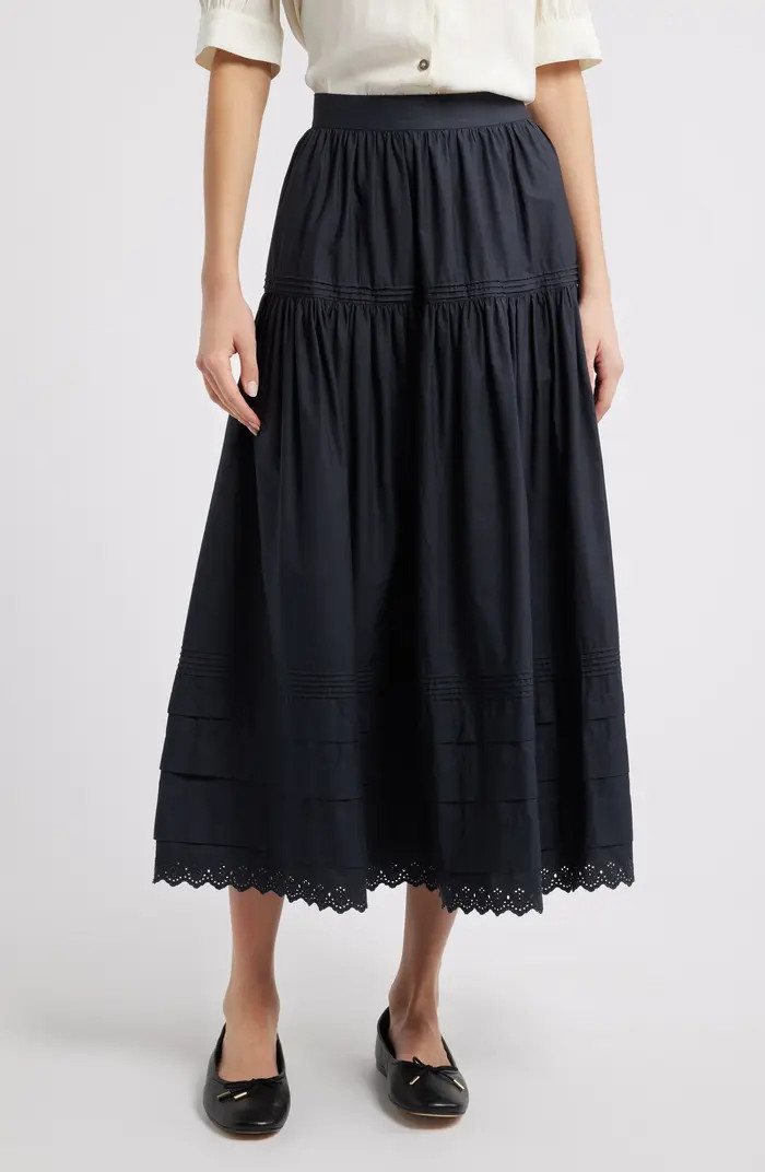 Sebastiane Tiered Organic Cotton Poplin Maxi Skirt | Nordstrom