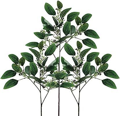 6 Pcs Artificial Seeded Eucalyptus Leaves Artificial Eucalyptus Stems Bulk in Green Eucalyptus Wr... | Amazon (US)