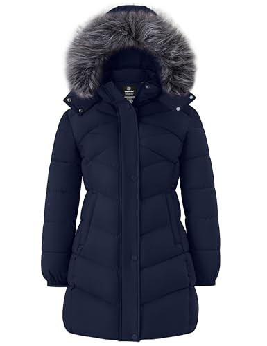 wantdo Women's Puffer Coat Windproof Warm Hooded Winter Jacket Soft Quilted Jacket (Navy Blue,X-Large) | Amazon (US)