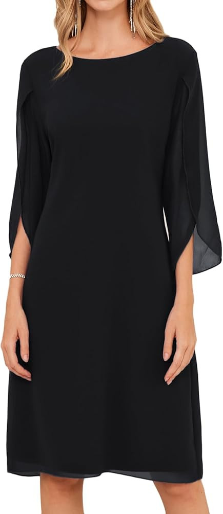 GRACE KARIN Womens Chiffon Dresses Flutter Sleeve Party Wedding Cocktail Dress Size 8-20 | Amazon (US)