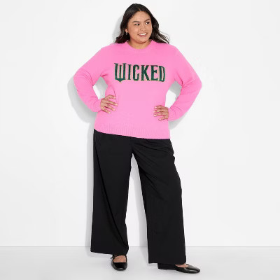 Women's Wicked Graphic Sweater - Pink 2X | Target
