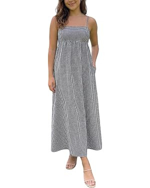 Kuraki Women's Classy Sleeveless Maxi Slip Dress with Pockets | Amazon (US)