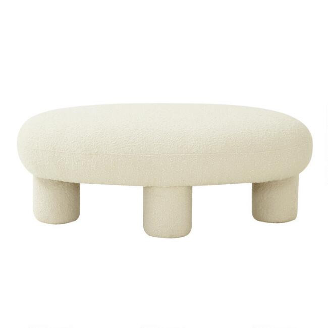 Cleo Oval Boucle Upholstered Ottoman | World Market