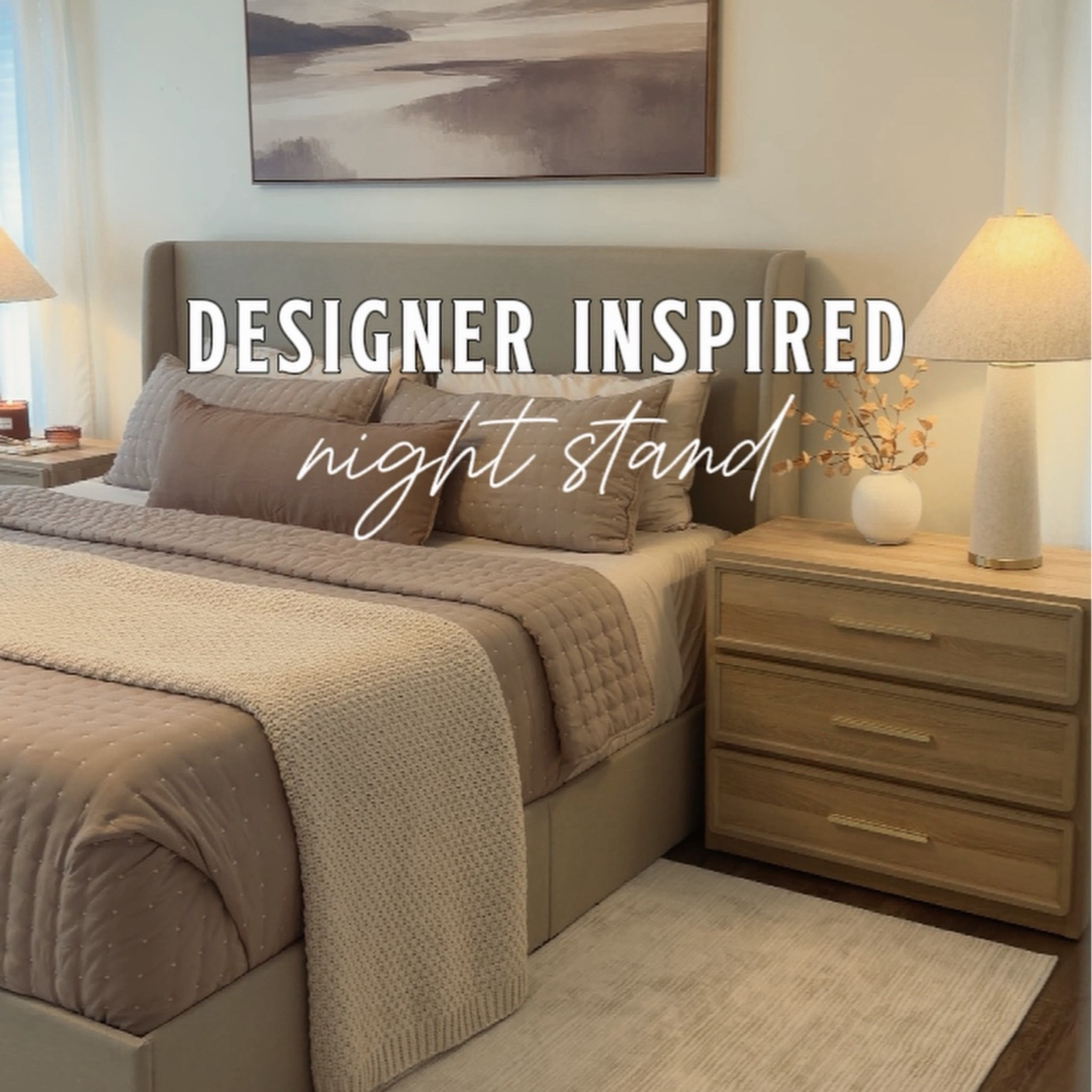Designer inspired night stand and neutral bedroom.

#LTKOver40 #LTKHome #LTKmomlife