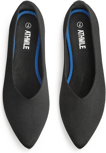 ATHMILE Pointed Toe Flats for Women Dressy Bronze Work Shoes Business Casul Knit Ballet Flats Sli... | Amazon (US)