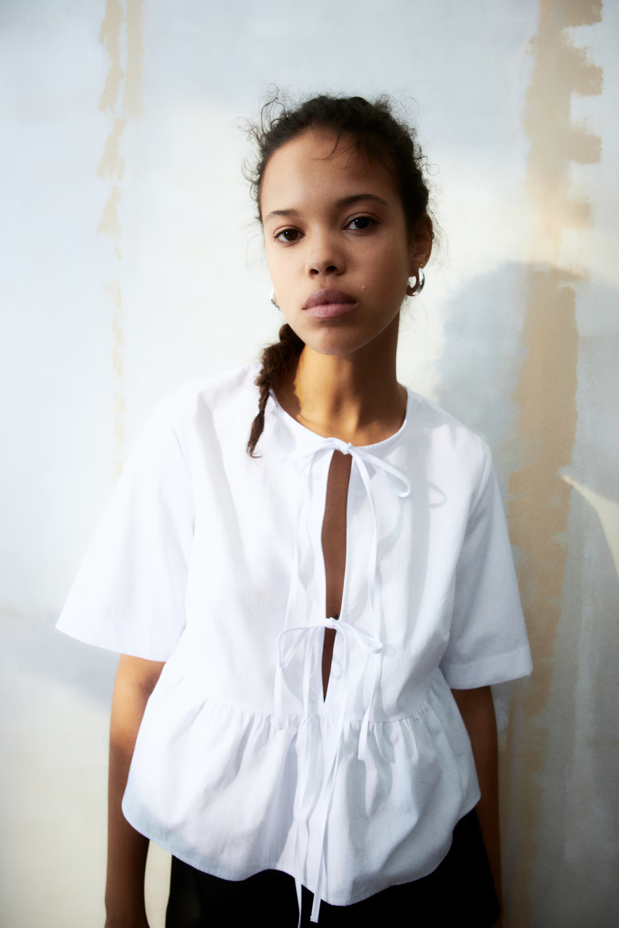 Popelinebluse mit Bindebändern - Weiß - Ladies | H&M AT | H&M (DE, AT, CH, NL, FI)