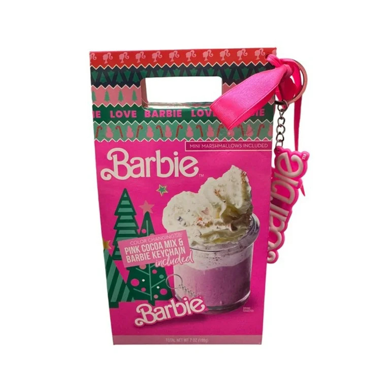 Barbie Color Changing Pink Hot Cocoa Mix with Mini Marshmallows and Barbie Logo Keychain Gift Set | Walmart (US)
