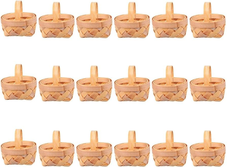 Handwoven Mini Basket 2.55 X 1.96 X 1.37 Inch Small Wooden Candy Basket for Wedding Favors Packag... | Amazon (US)