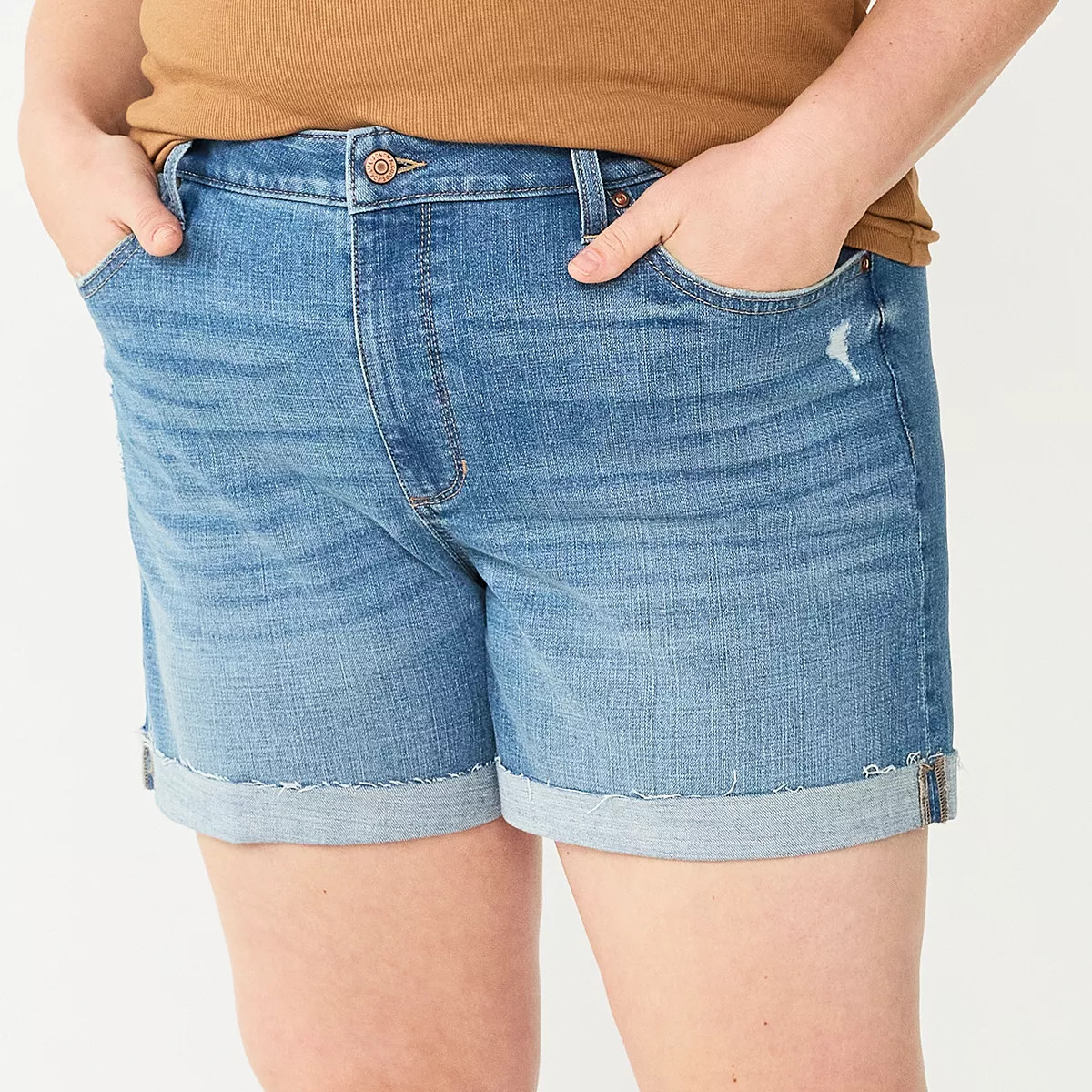 Plus Size Sonoma Goods For Life® Roll Cuff Denim Shorts | Kohl's