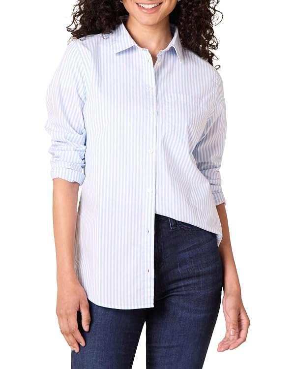 Amazon Essentials Women's Regular-Fit Long-Sleeve Button-Down Poplin Shirt | Amazon (US)