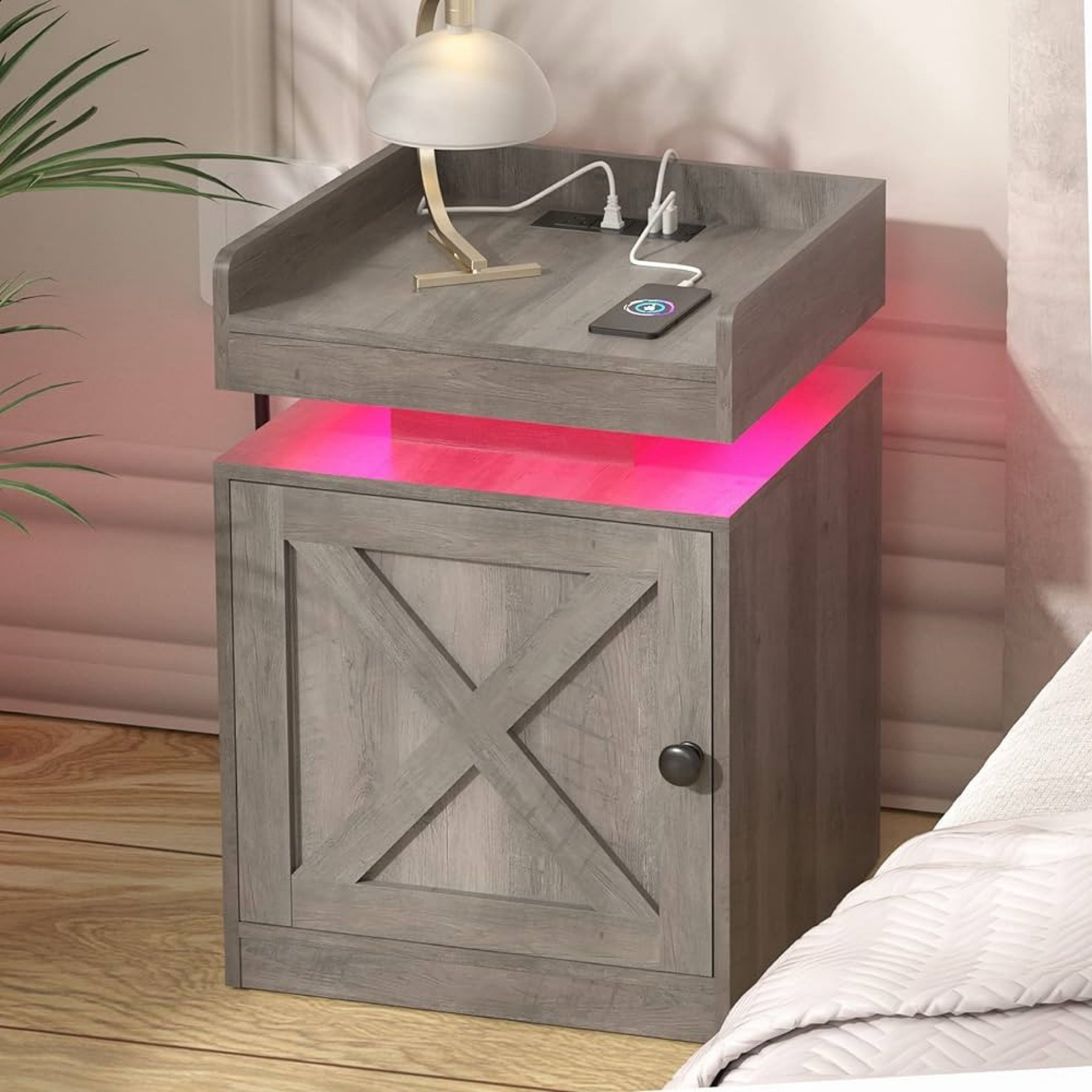 Nightstand with Charging Station and LED Lights! How cool is this side table? 

#LTKstyletip #LTKhome #LTKU