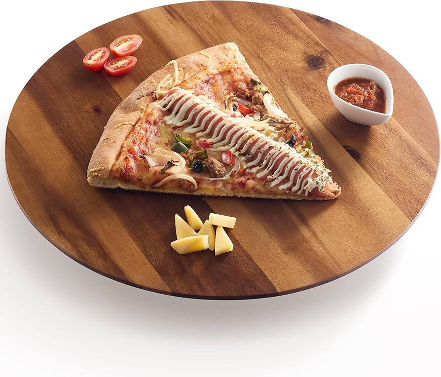 16" Acacia Wood Lazy Susan for Table Top - Wooden Turntable Serving Tray for Charcuterie Boards C... | Amazon (US)