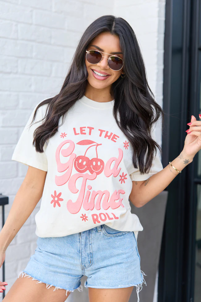 Let The Good Times Roll Ivory Graphic Tee | Pink Lily