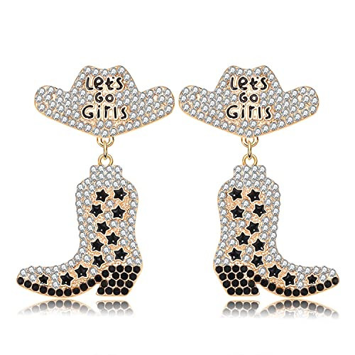 Western Earrings Sparkle Rhinestone Beaded Star Cowgirl Boot Earrings Western Country Concert Outfit Cowboy Hat Boots Drop Dangle Earrings for Women Nashville Rodeo Bachelorette Party Jewelry Gifts (clear cowgirl boot hat earrings) | Amazon (US)