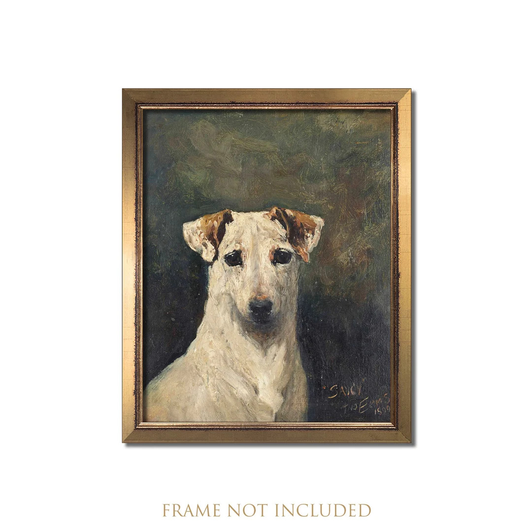 Dog Painting, Dog Portrait, Jack Russell Terrier Gifts, Dog Print, Vintage Terrier Painting, Anti... | Etsy (US)