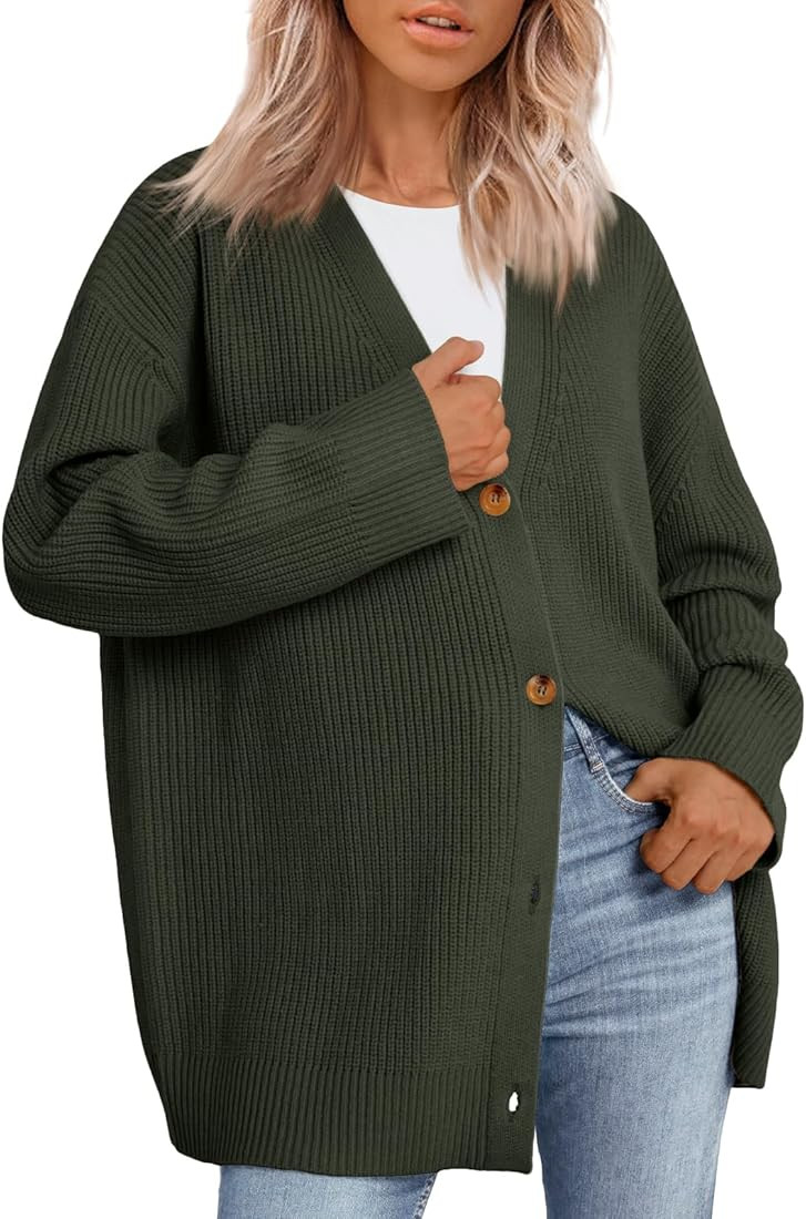 LILLUSORY Women Oversized Cardigan Sweater Fall Outfits Cloth Fashion V Neck Knit Button Front Ca... | Amazon (US)