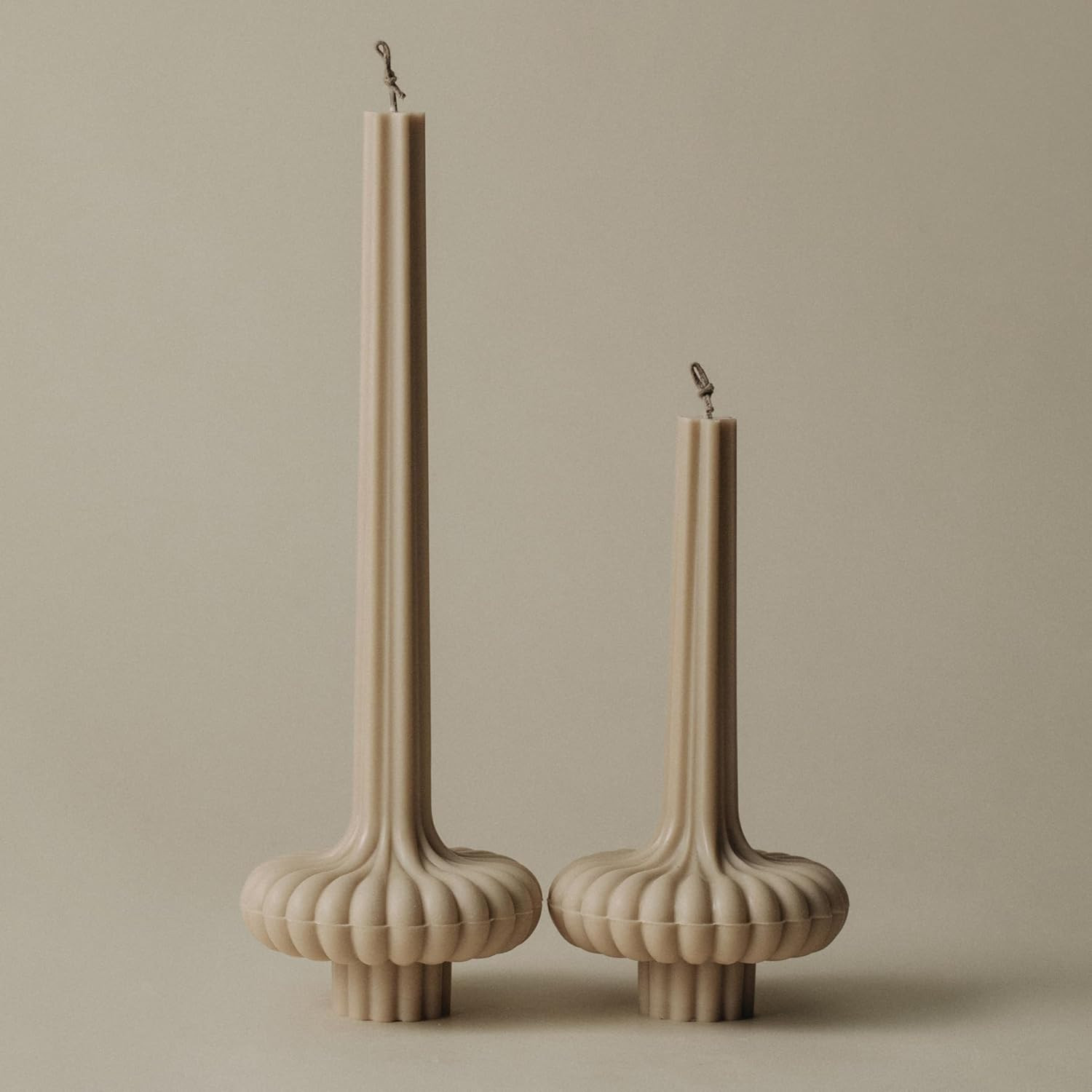 LAWA Set of 2 Pumpkin Base Candle - Beautiful Handmade Pillar Unscented Soy Wax Elegant Aesthetic Vase Candle Housewarming Gift Home Room Shelf Decor Idea Sandstone | Amazon (US)