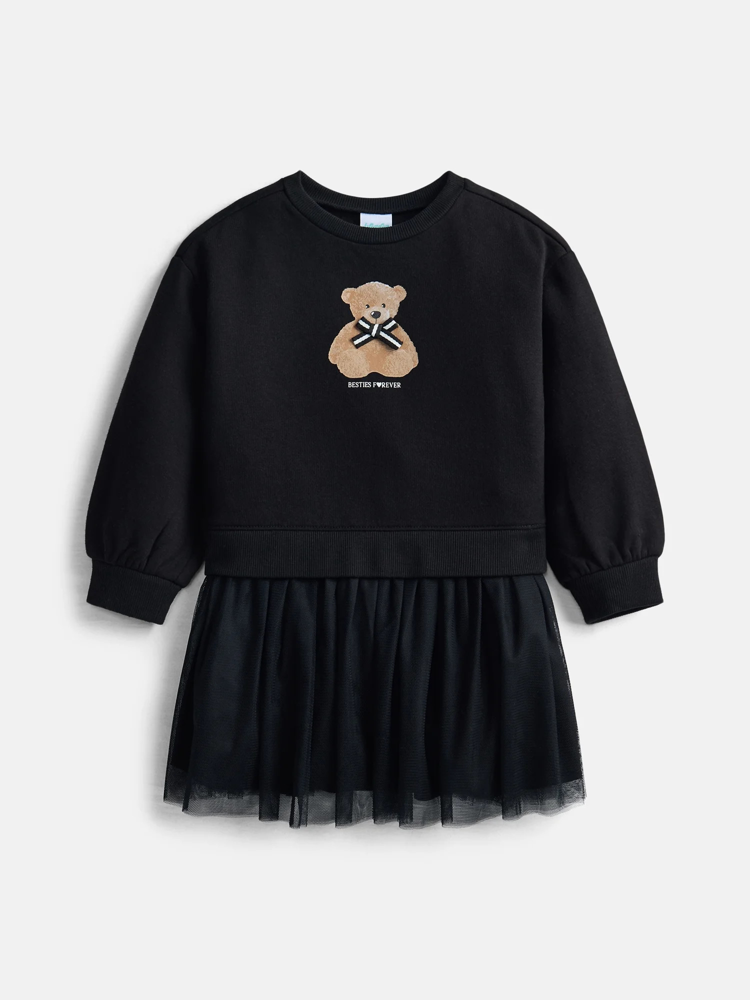 Wonder Nation Toddler Girls' Sweatshirt Dress with Tulle Skirt, Sizes 12M-5T | Walmart (US)