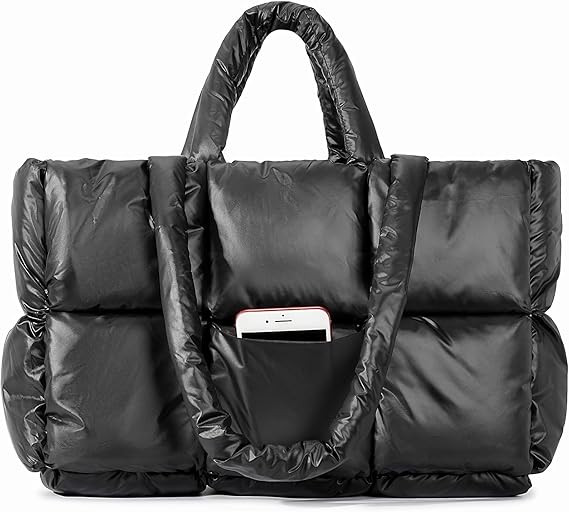 Herald Puffer Tote Bag for Women, Large Quilted Puffy Handbag Lightweight Winter Down Cotton Padd... | Amazon (US)