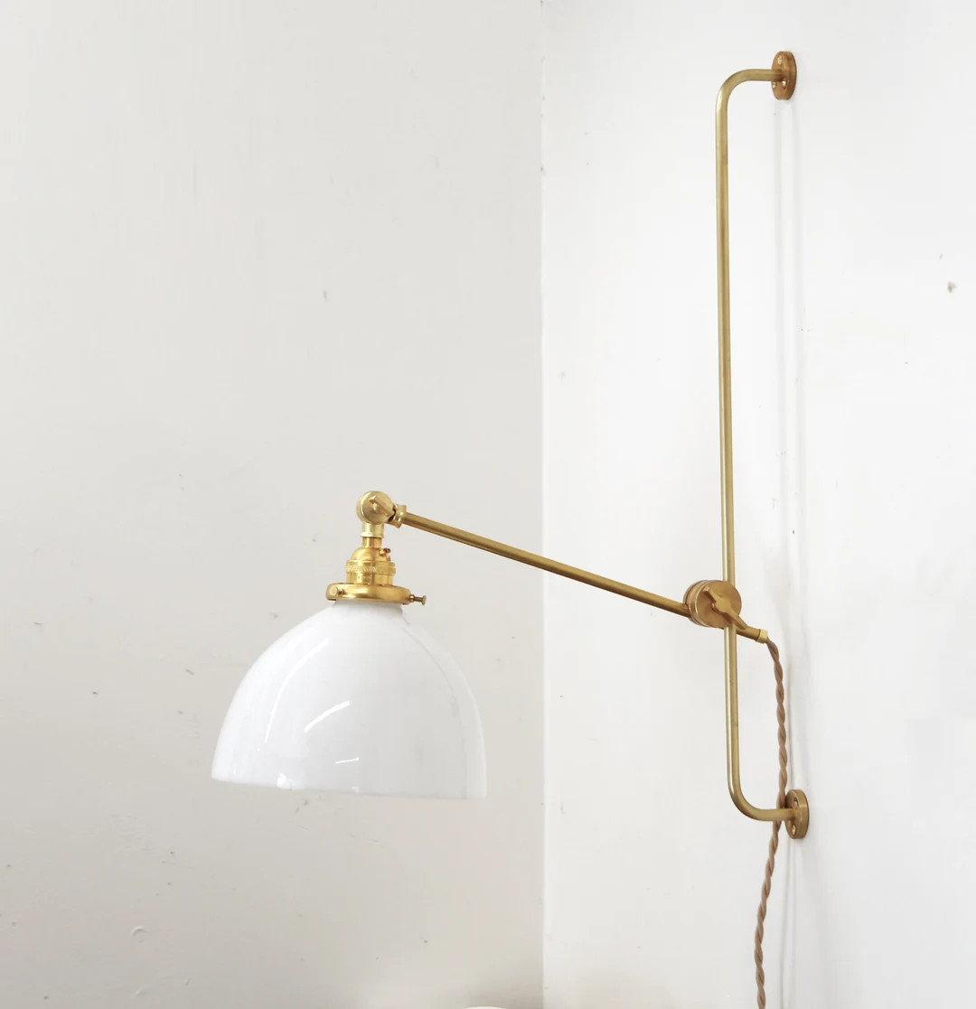 Plug-in Wall Sconce Light, Brass Wall Sconce Light - Etsy | Etsy (US)