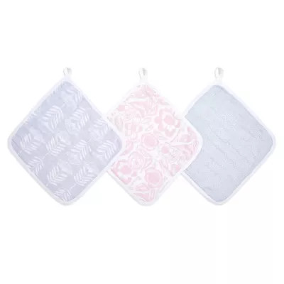 aden + anais™ essentials Damsel 3-Pack Muslin Washcloths in Pink | buybuy BABY | buybuy BABY
