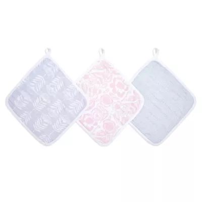 aden + anais™ essentials Damsel 3-Pack Muslin Washcloths in Pink | buybuy BABY | buybuy BABY