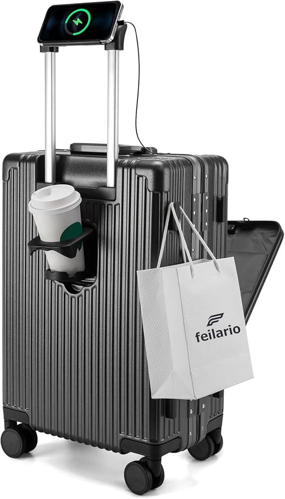 feilario 20in Aluminium Frame Spinner Wheel Luggage Suitcase | Amazon (US)
