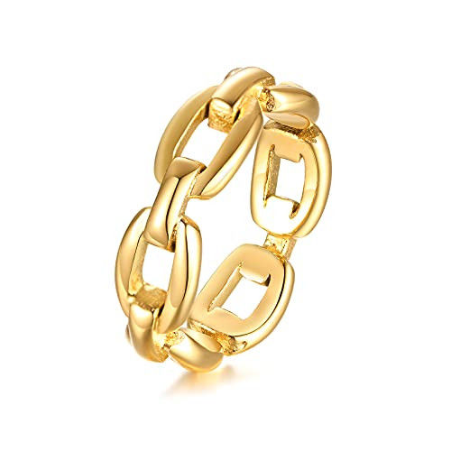 VNOX 18K Gold Plated/Silver Stainless Steel Cuff Link Ring for Women | Amazon (US)