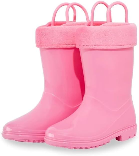 EUXTERPA Toddler Kids Rain Boots for Girls Boys Waterproof Solid Color Rain Shoes with Easy On Ha... | Amazon (US)