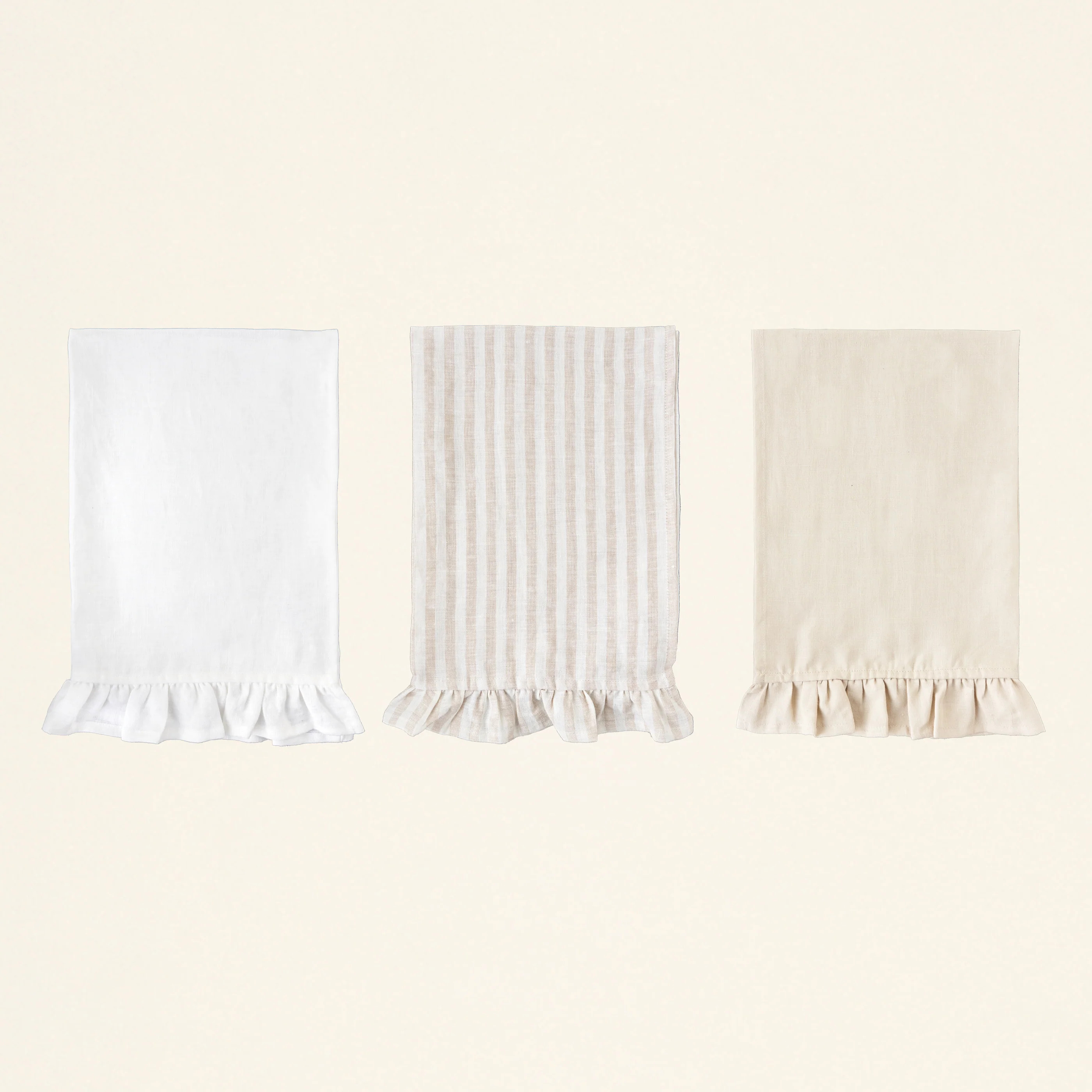 Linen Ruffle Trim Tea Towel | Kate Marker Home