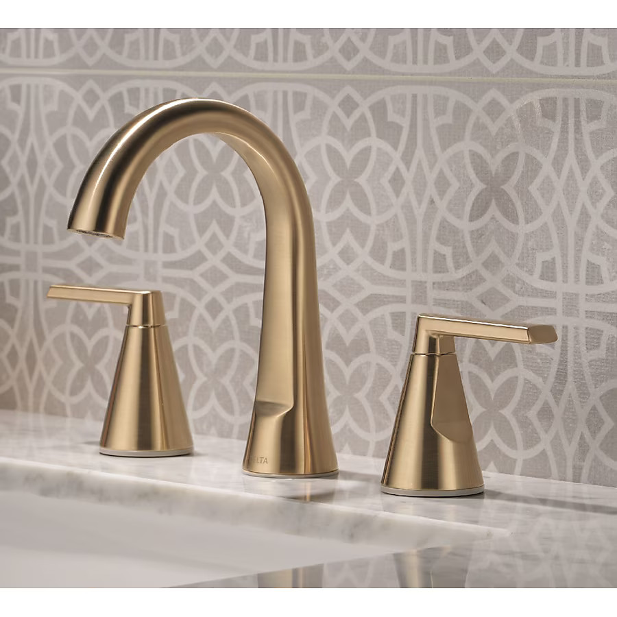 Delta Sparrow Champagne Bronze Widespread 2-Handle WaterSense Bathroom Sink Faucet with Drain | Lowe's