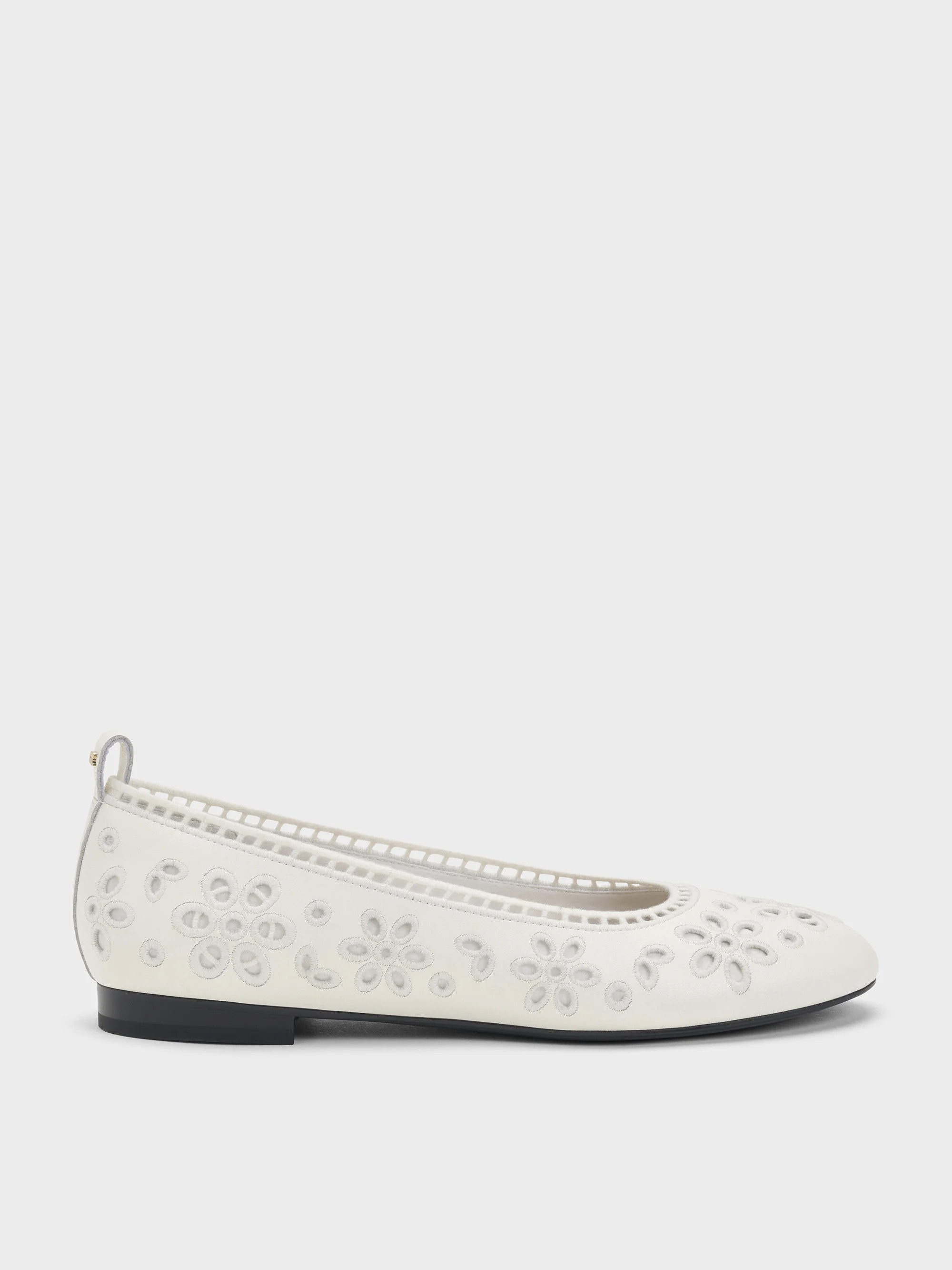 White Leather Embroidered Ballet Flats | CHARLES & KEITH | Charles & Keith EU