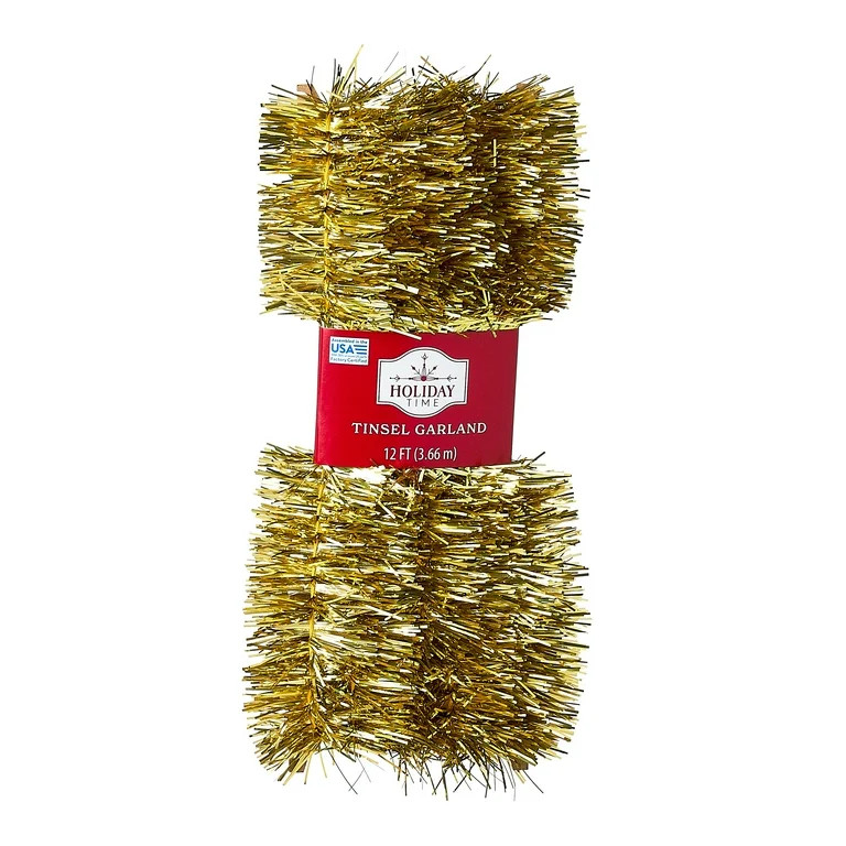 Tinsel Christmas Garland, Champagne Gold, 12', by Holiday Time | Walmart (US)
