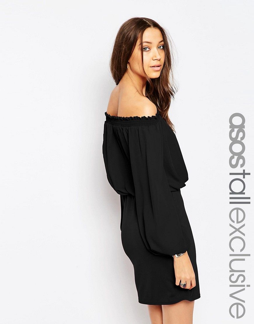 ASOS TALL Exclusive Mini Dress With Off Shoulder | ASOS UK