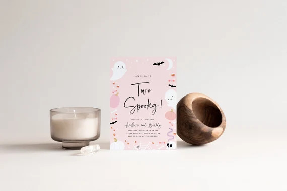 Two Spooky Birthday Invitation Girl 2nd Birthday Invitation - Etsy | Etsy (US)