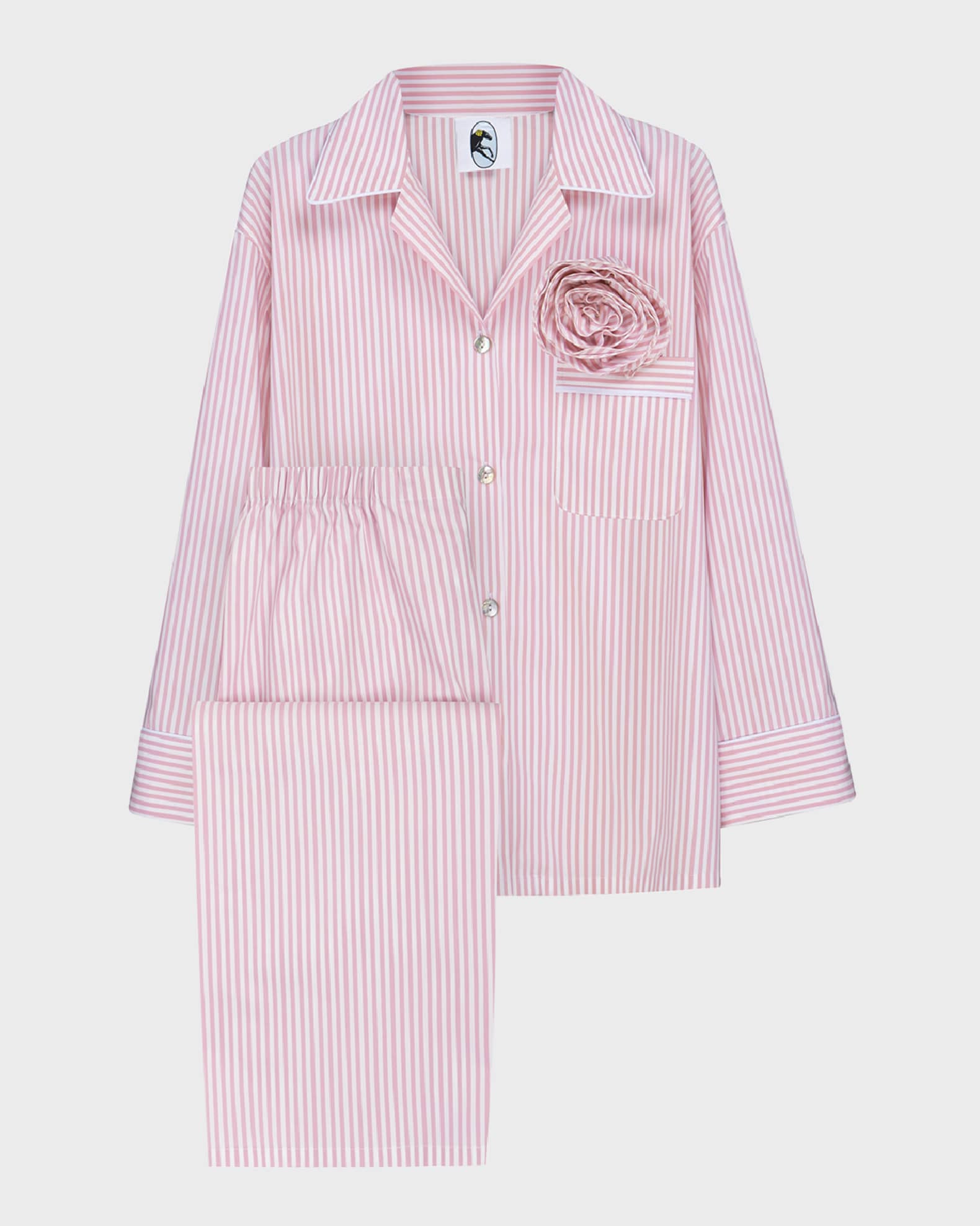 The Rose Striped Cotton Pajama Set | Neiman Marcus