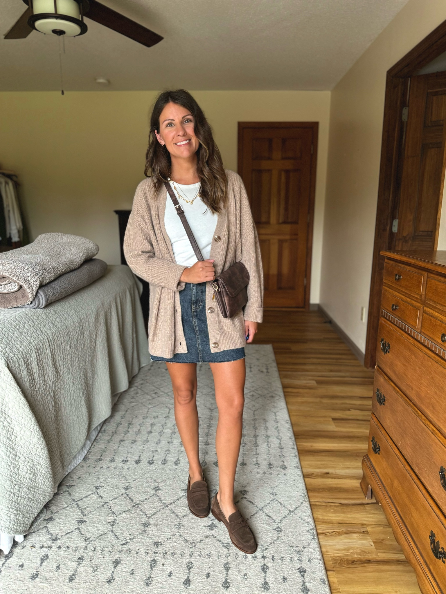Wearing size xs in the cardigan (oatmeal color). My skirt and tank are older so I linked similar. My loafers are from Beckett Simonon and I can’t link them on here so I linked similar ones!

#LTKFindsUnder100 #LTKFindsUnder50 #LTKStyleTip