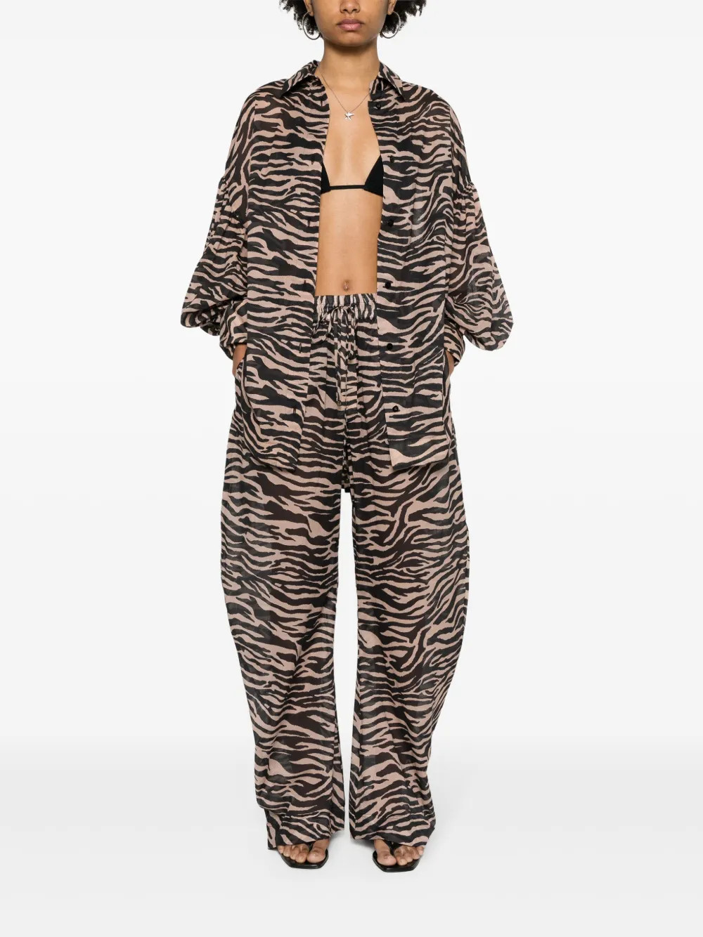 The Attico zebra-print balloon-cut Trousers - Farfetch | Farfetch Global