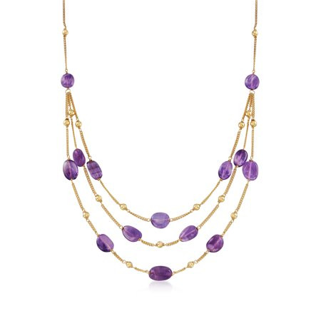 Ross-Simons 55.00 ct. t.w. Amethyst Bead Station Necklace in 18kt Gold Over Sterling | Walmart (US)