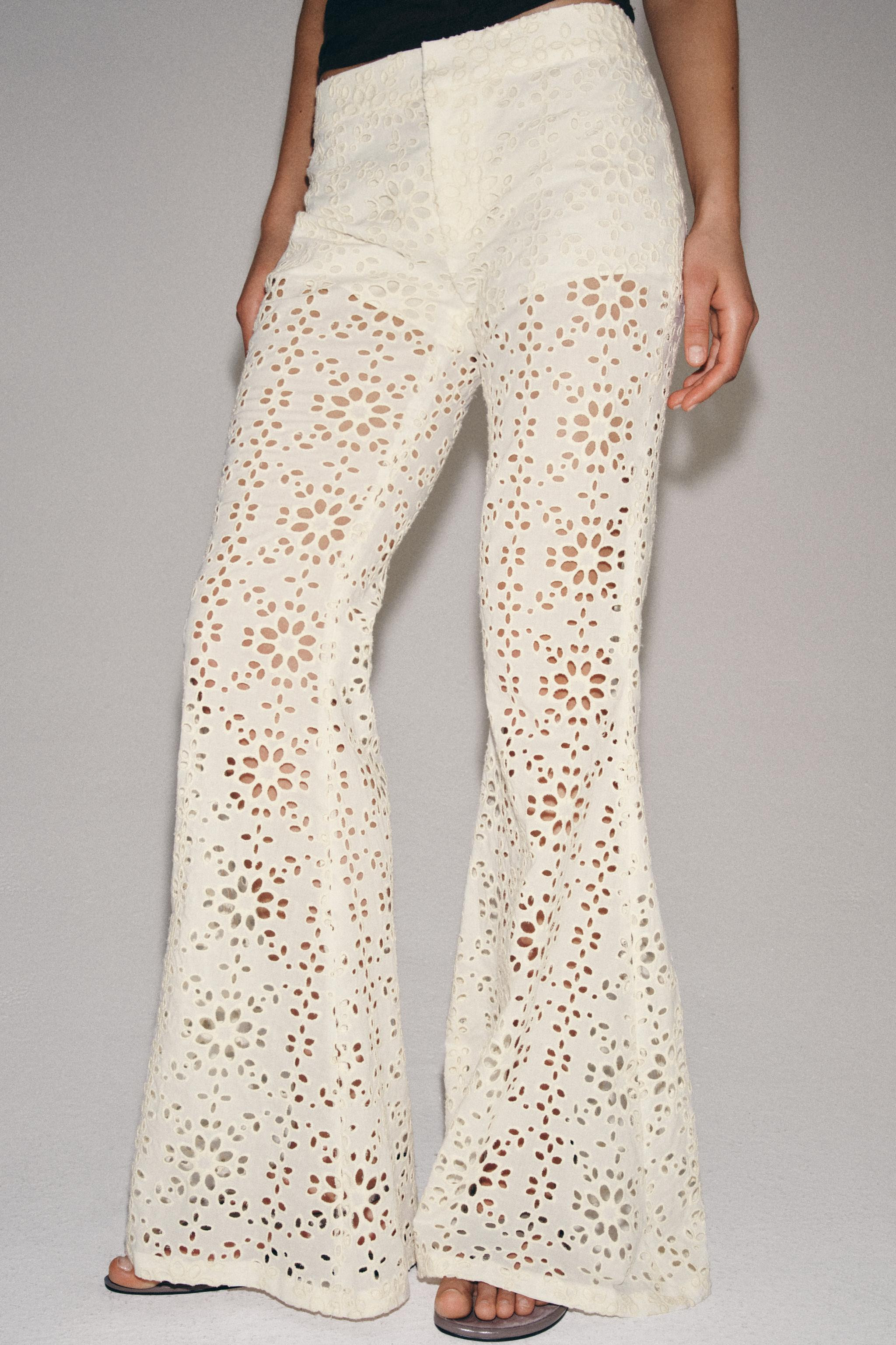 EMBROIDERED FLARE PANTS ZW COLLECTION | Zara US
