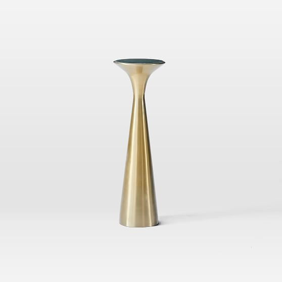 Silhouette Pedestal Drink Table, Green Marble/Antique Brass | West Elm (US)