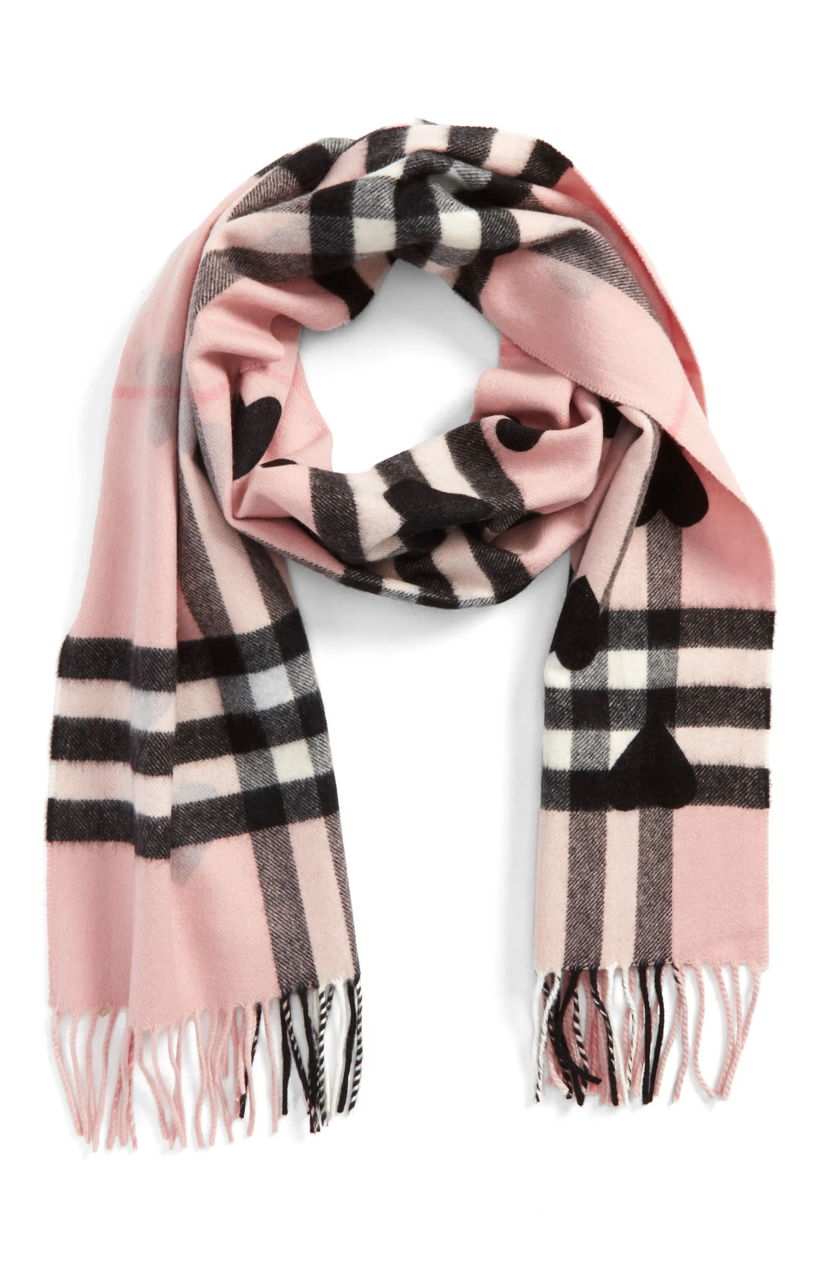 Heart & Giant Check Fringed Cashmere Scarf | Nordstrom