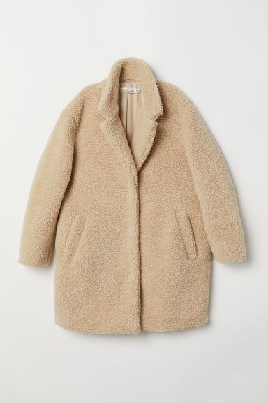 H & M - Short Pile Coat - Beige | H&M (US + CA)