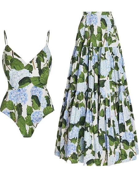 One piece swimsuit with skirt, grandmillennial swimwear, floral swinsuit, hydrangea print swimsuit, swim coverup 

#LTKswim #LTKover40 #LTKfindsunder50